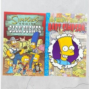Simpsons Comics Barn Burner & Big Bratty Book of Bart Simpson Graphic Novel Lot